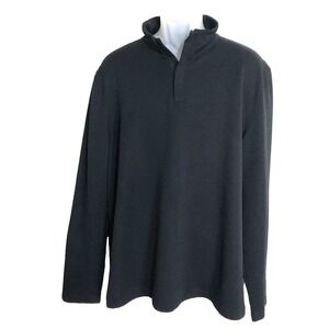 Alfani Henley Mens 2XL Black Thermal Stretch 1/4 Zip Pullover Mock‎ Neck
